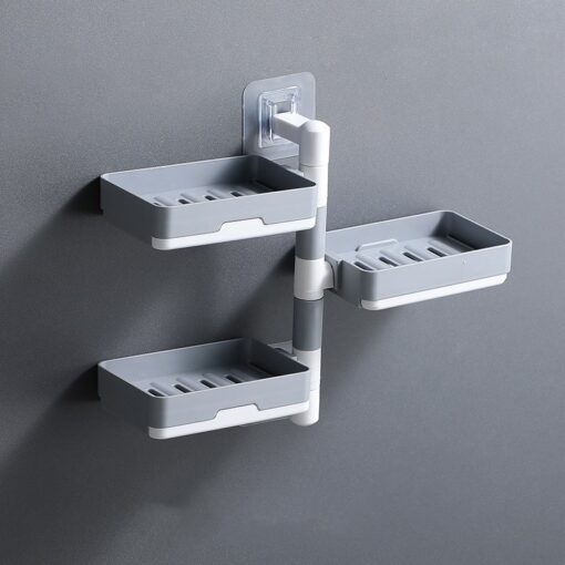 Wall Mount Rotatable Punch Free Soap Dish Storage Holder - Image 6