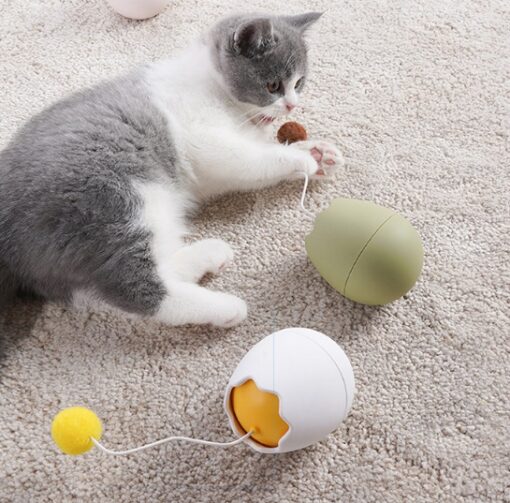 Interactive Automatic Egg Shell Shape Rotatable Tumbler Cat Toy - Image 4