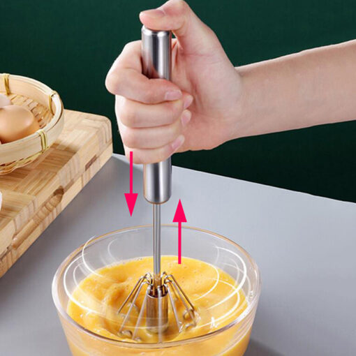 Stainless Steel Hand Push Egg Beater Whisk Mixer Blender - Image 2