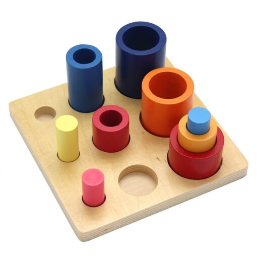 Wooden Montessori Rainbow Blocks Round Ladder Shape Toy - Image 5