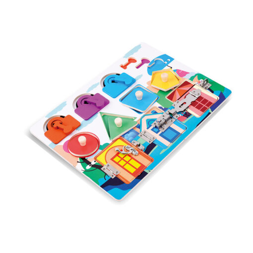 Wooden Montessori Toddler Busy Learning Board Unlocking Toy - Image 5