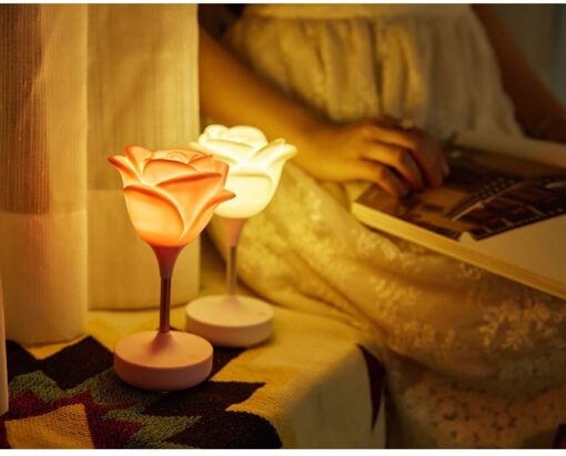 Creative Bedroom Silicone Touch Rose USB Night Light Lamp - Image 6