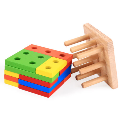 Wooden Geometric Shape Sorter Educational Block Game Toys - Image 3