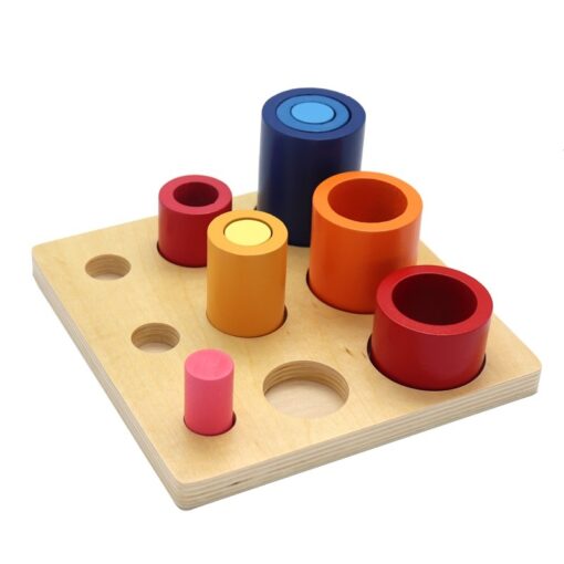 Wooden Montessori Rainbow Blocks Round Ladder Shape Toy - Image 3