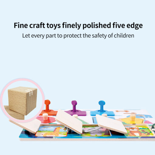 Wooden Montessori Toddler Busy Learning Board Unlocking Toy - Image 3