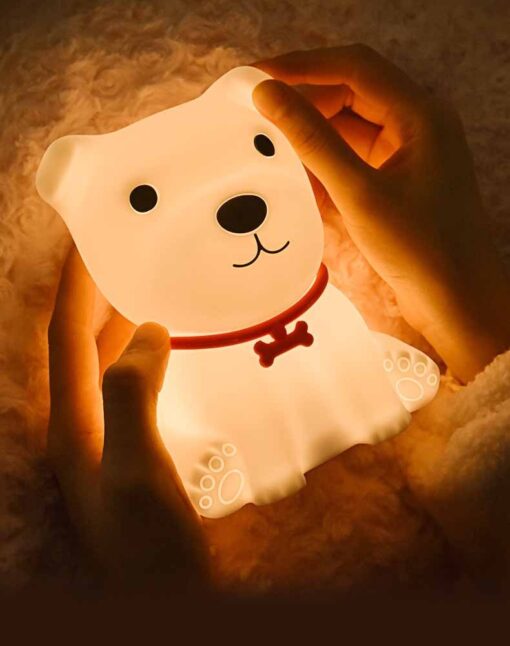 Portable Little Cute Dog Silicone USB Charging LED Night Light - Image 2