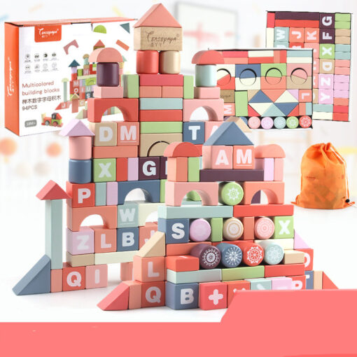 Wooden Educational Building Blocks Digital Letters Assembly Toy