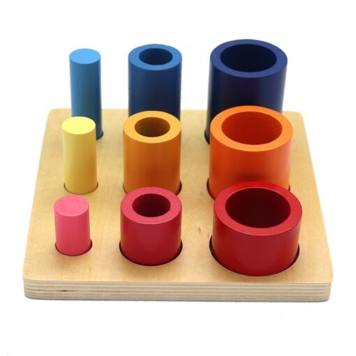 Wooden Montessori Rainbow Blocks Round Ladder Shape Toy