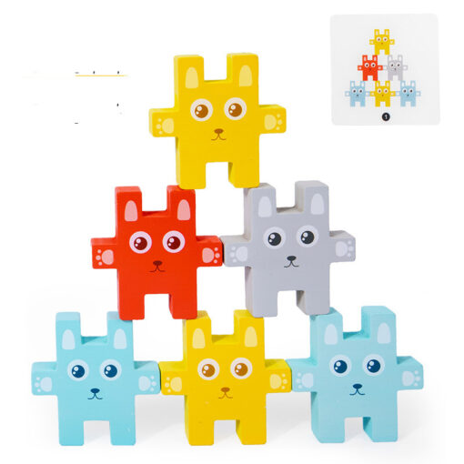 Interactive Wooden Rabbit Building Block Balance Game Toy - Image 4