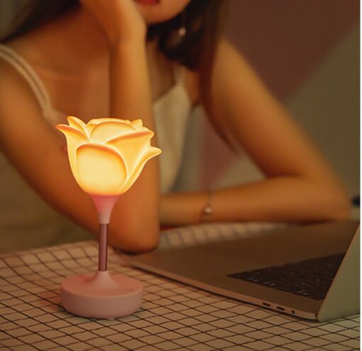 Creative Bedroom Silicone Touch Rose USB Night Light Lamp - Image 8