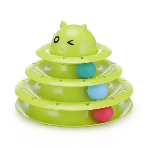 Interactive Three-layer Towers Tracks Roller Puzzle Cat Toy