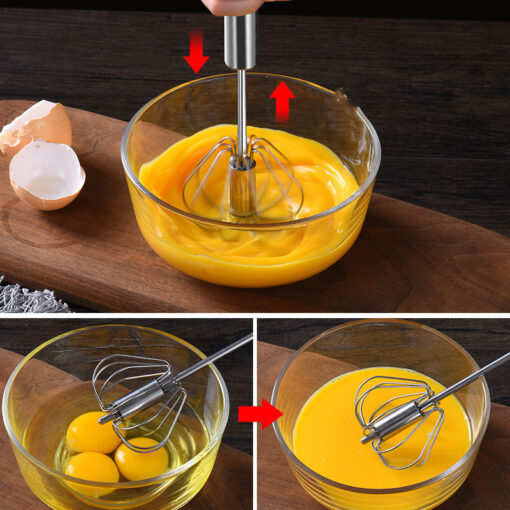 Stainless Steel Hand Push Egg Beater Whisk Mixer Blender - Image 5