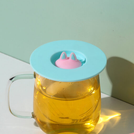 Silicone Cute Cartoon Cat Ear Tea Mug Cup Lid Sealing Cover - Image 2