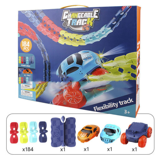 Flexible Assembling Electric LED Light-Up Race Rail Car Toy