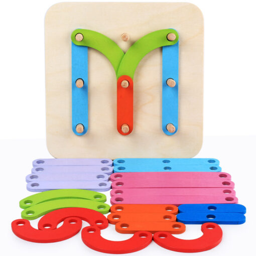 Baby Wooden DIY Letter Number Puzzle Stacking Learning Toy