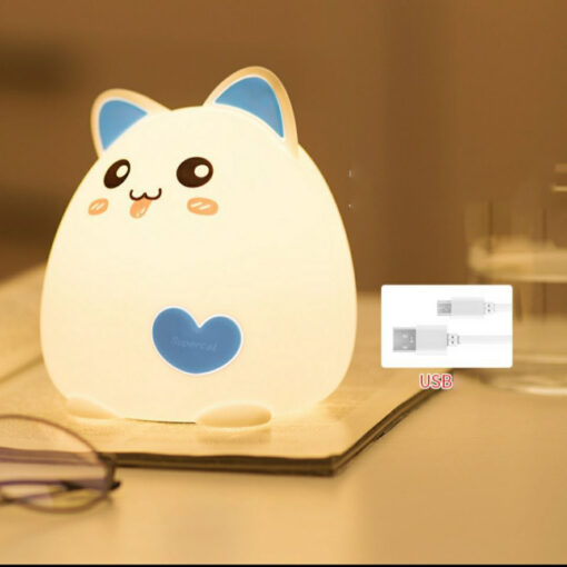 Cartoon Cat USB Charge Silicone LED Night Light Lamp