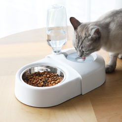 Automatic Cat Dog Water Drinking Fountain Food Feeder Bowl