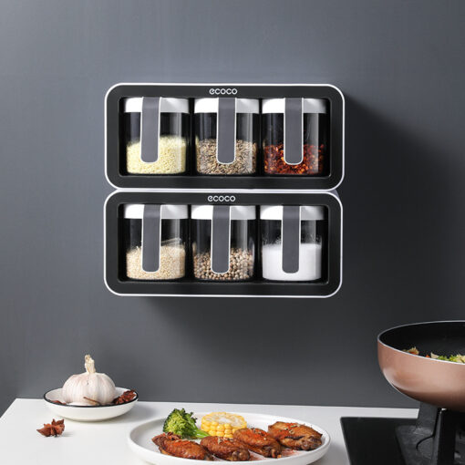 Wall-Mounted Kitchen Spice Rack Jar Storage Box