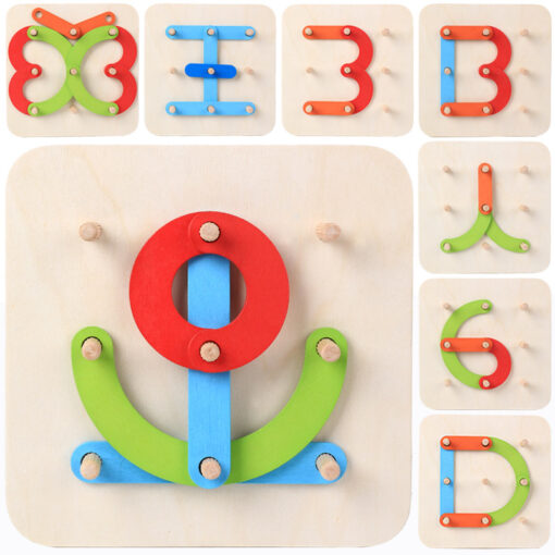 Baby Wooden DIY Letter Number Puzzle Stacking Learning Toy - Image 4