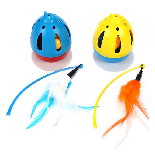 Funny Cats Catching Feather Tumbler Rolling Ball Teaser Toys - Image 2