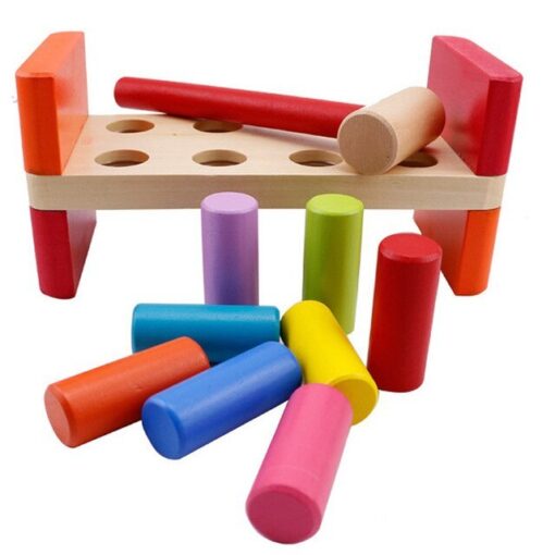 Montessori Toddlers Wooden Pounding Bench Mallet Toy - Image 4