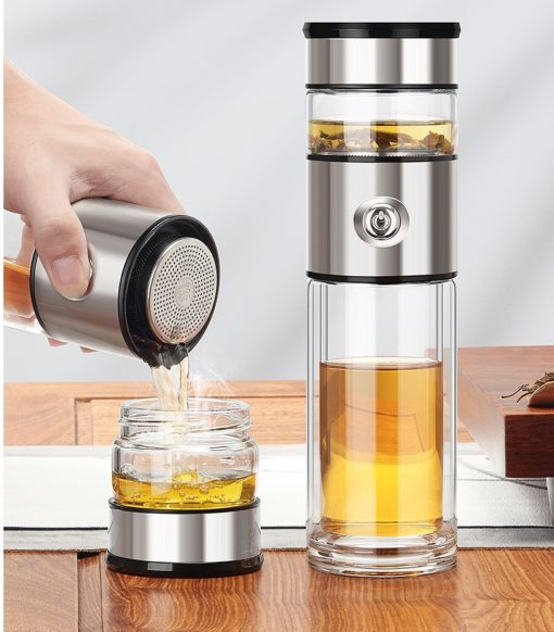 Stainless Steel Tea Infuser Filter Double Wall Glass Tumbler