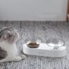 Stainless Steel Adjustable Double Drinking Water Pet Bowl