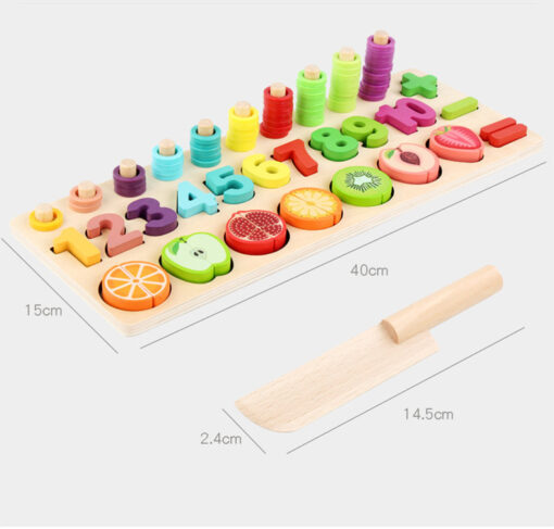 Montessori Educational Wooden Cut Fruit Count Numbers Toy - Image 4