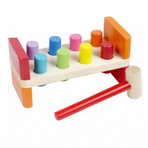 Montessori Toddlers Wooden Pounding Bench Mallet Toy