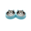 Stainless Steel Frog Shape Double Food Dish Pet Bowl