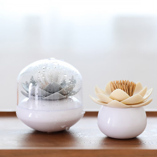 Portable Lotus Shape Cotton Swab Tube Toothpick Holder