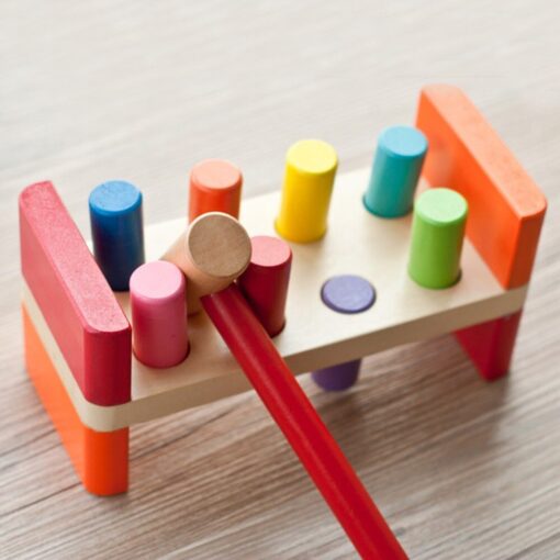 Montessori Toddlers Wooden Pounding Bench Mallet Toy - Image 2