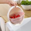 Portable Double-Layer Hollow Kitchen Vegetable Drain Basket