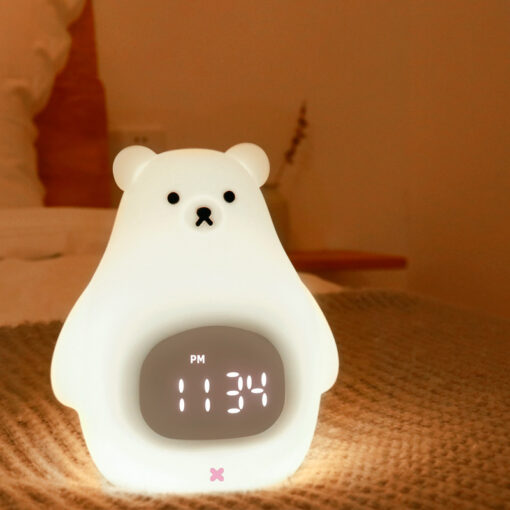 Silicone Big White Bear Sleeping Timer Night Light Lamp