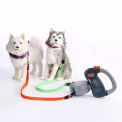 Creative Retractable Dual Pet Dog Walking Leash Traction Rope