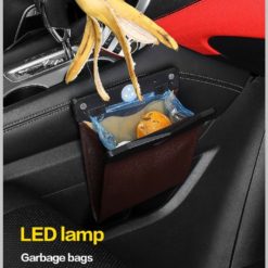 Portable Smart LED Back Seat Hanging Pocket Car Trash Can