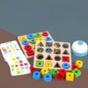 Wooden Geometric Shape Matching Activity Blocks Game Toys