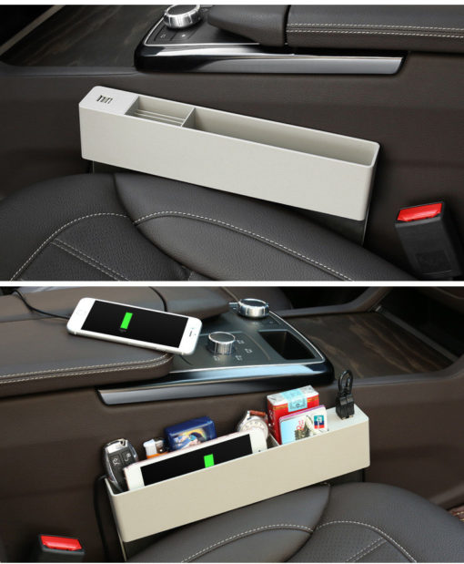 Multifunctional Rechargeable Car Seat Slot Storage Box