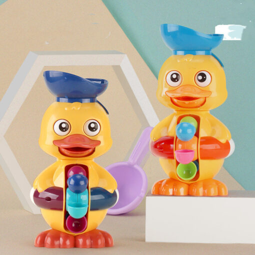 Kids Bathroom Rotatable Waterwheel Duck Sucker Toy