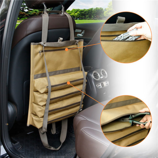 Multi-pocket Car Hanging Tool Zipper Storage Bag Organizer