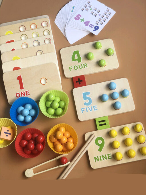 Wooden Hand Training Clip Beads Puzzle Board Math Game Toy