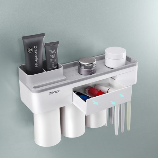 Magnetic Wall Mounted Toothbrush Toothpaste Holder Dispenser