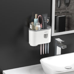 Wall-mounted Toothbrush Toothpaste Holder Squeezer Dispenser