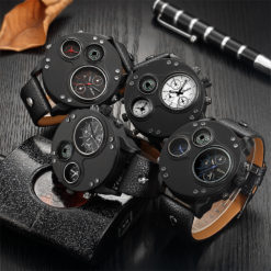 Military Army Compass Style Leather Strap Sport Wrist Watch