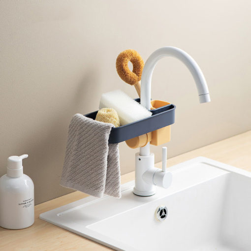 Retractable Kitchen Faucet Drain Storage Rack Holder