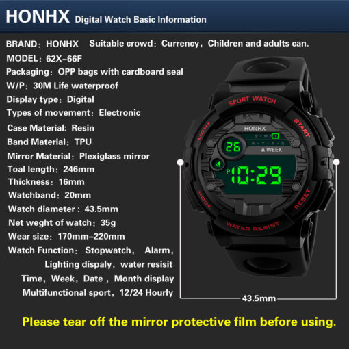 HONHX Military Fashion Digital Waterproof Sports Watch