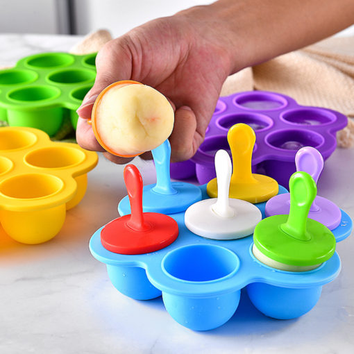 Multifunctional 7-Hole Silicone Kitchen Popsicle Ice Tray Mold