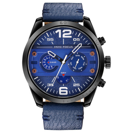 MINI FOCUS Waterproof Men Leather Strap Watch - Image 4