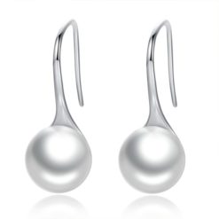 Sterling Silver Simulated Pearl Drop Women Earrings
