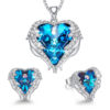 Ocean Heart Necklace Stud Earring Angel Wing Set